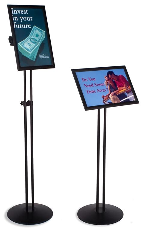 11 X 17 Sign Stand Adjustable Height Pole Black Frame