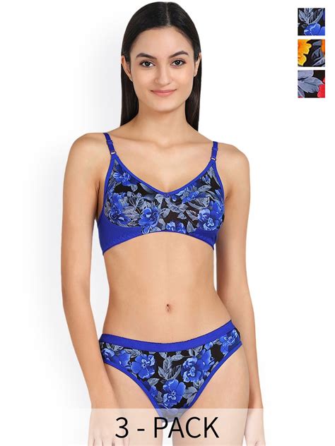 Buy PIBU Pack Of 3 Printed Cotton Lingerie Set Lingerie Set For Women 27621480 Myntra