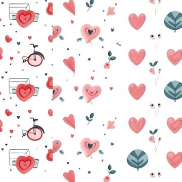 Set Of Lovely Valentine S Day Pattern Valentines Day Pattern