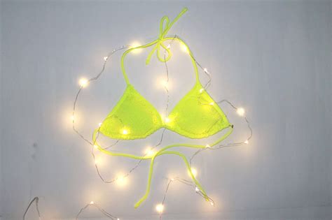 Neon Lacy Bikini Top Women S Fashion Tops Sleeveless On Carousell