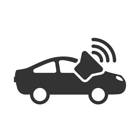 Vector illustration of car sound icon in dark color and white