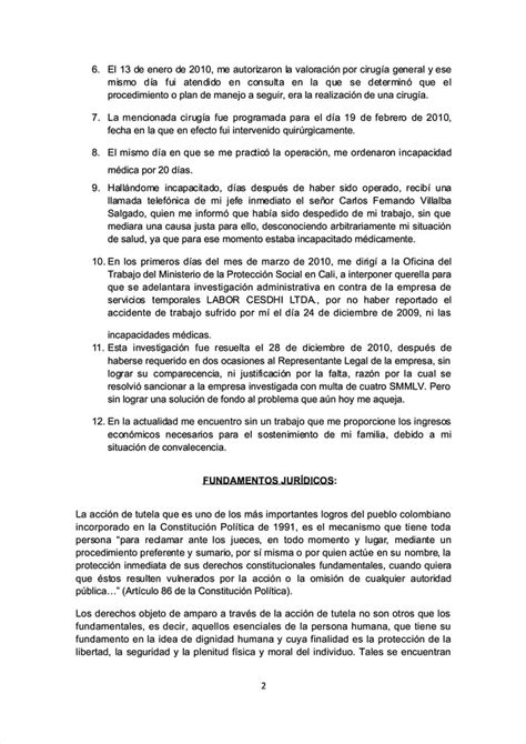 3 EJEMPLOS De Accion De Tutela Por Trabajo 2025