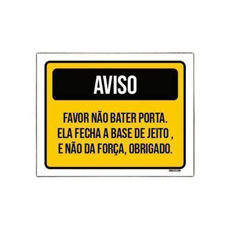 Placa Sinaliza O Aviso N O Bater Porta For A X Cm Sinalizo