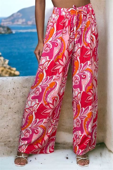 Printed Fuchsia Palazzo Pants