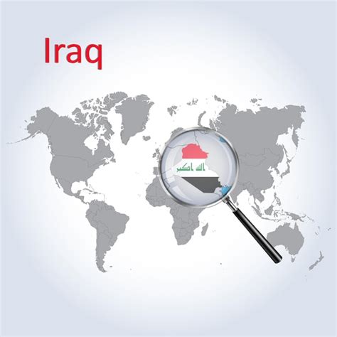 Mapa agrandado de Irak con la bandera de Irak ampliación de los mapas