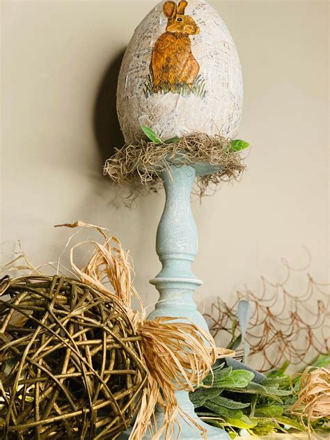 Decoupaged Easter Egg Candlestick My Eclectic Treasures Spring