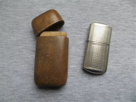 Ancien Tui Briquet En Bois Avec Son Vieux Briquet Eur