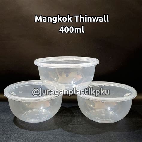 Jual 400ml Mangkok Bulat Plastik Thinwall Isi 25pcs Pack Bowl 400 Ml