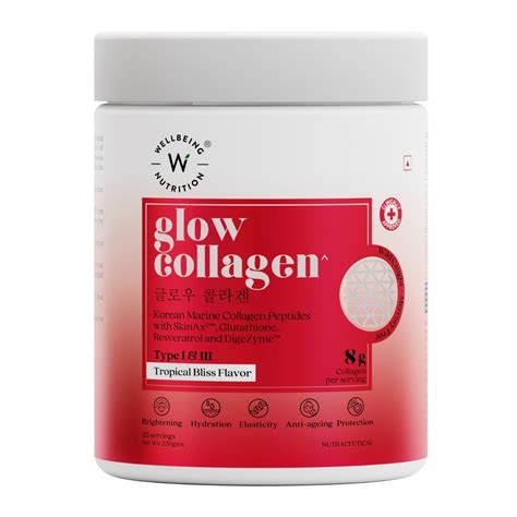 Buy Wellbeing Nutrition Glow Collagen Tropical Bliss Flavour Powder