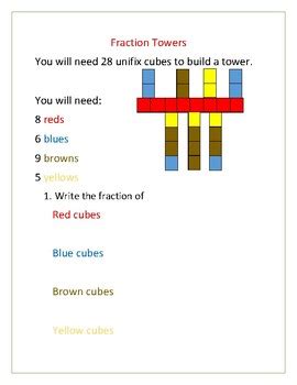 Fraction Towers With Unifix Cubes by MotivatingMath | TpT