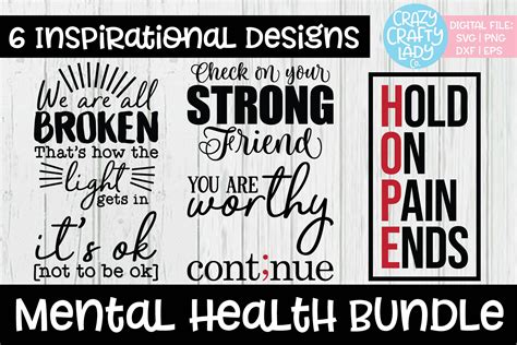 Mental Health Bundle Svg Dxf Eps Png Cut Files