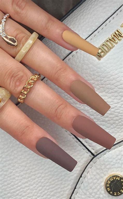 28 Trendy Brown Nail Designs 2021 Brown Ombre Coffin Nails