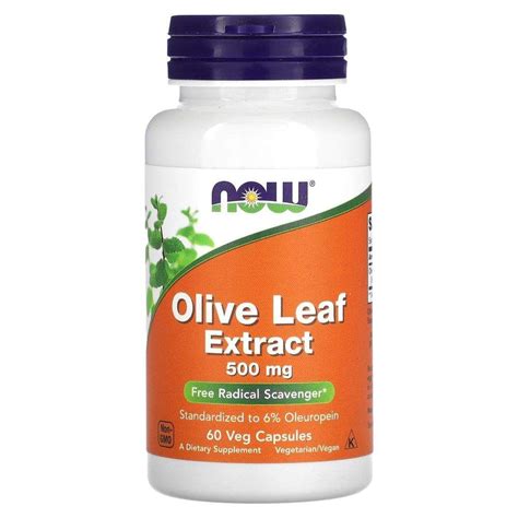 Экстракт оливы NOW Foods Olive Leaf 500 mg 60 Veg Caps (866387 ...