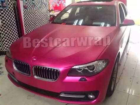 Candy Pink Metallic Matt Chrome Vinyl Wrap Full Body Wrapping With Air