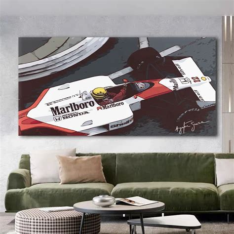 Ayrton Senna F Formula One Signed Canvas Wall Art