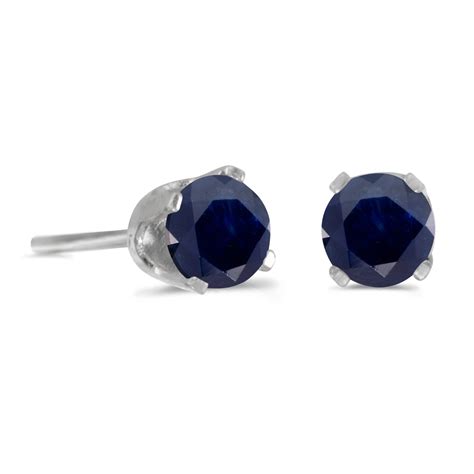 K White Gold Mm Round Sapphire Stud Earrings Walmart