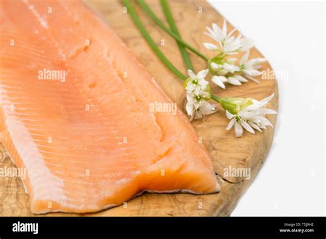 A Single Raw Fillet From A Rainbow Trout Oncorhynchus Mykiss That