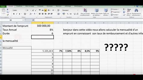 Excel Tutoriel Calcul Du Remboursement Mensuel D Un Emprunt Youtube