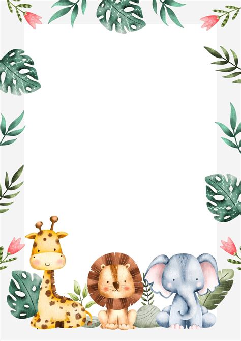 Cute Greenery Jungle Animals Safari Birthday Invitation - Editable ... - Worksheets Library