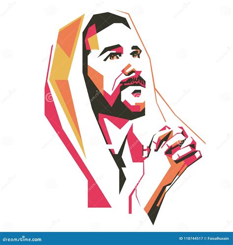 Jesus Crist Praying Vector Illustration Eps Editorial Photography