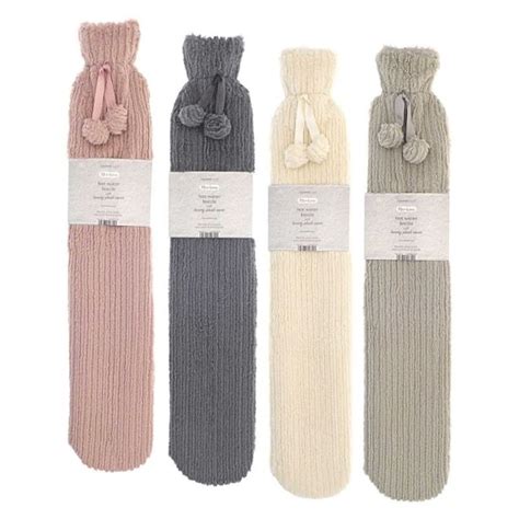 Wholesale Long Hot Water Bottles With Luxury Plush Jacquard Stripe Cover Uk Wholesaler And
