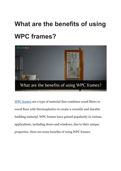 Ppt What Are The Benefits Of Using Wpc Frames Powerpoint Presentation