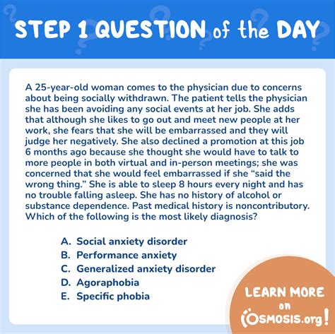 Study Tips Usmle® Step 1 Question Of The Day Social Anxiety