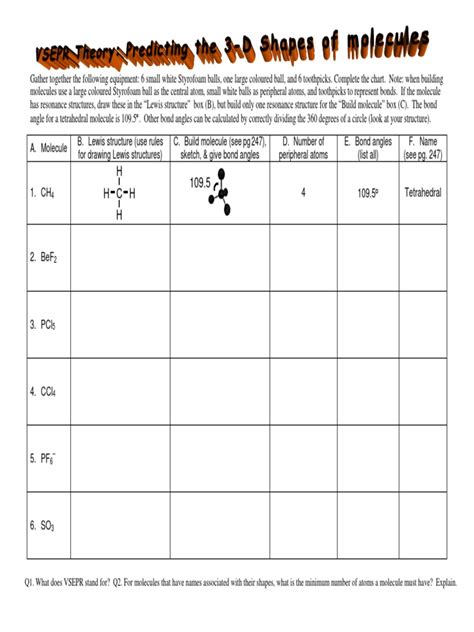 VSEPR Worksheet Answers | PDF - Worksheets Library