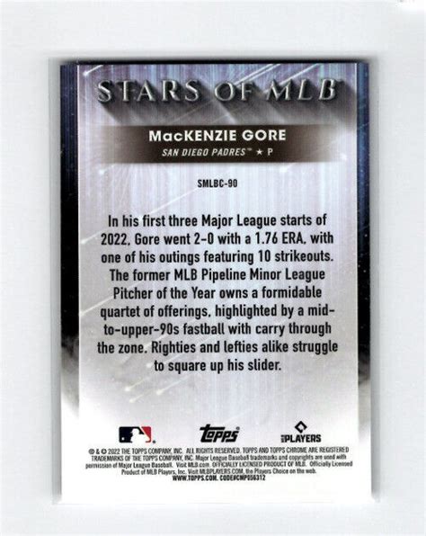 Mackenzie Gore 2022 Topps Update Stars Of The MLB Chrome SMLBC 90