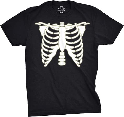 Glowing Skeleton Rib Cage Halloween Costume Tee Men S Glow In The Dark Shirt