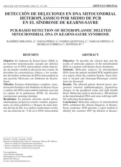 Detecci N De Deleciones En Dna Mitocondrial Heteropl Smico Por Medio De