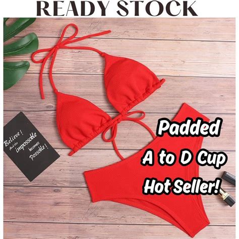 Malaysia Ready Stock Basic Padded Bikini Sexy Women Set Lingerie Swimwear Swimsuit Beachwear