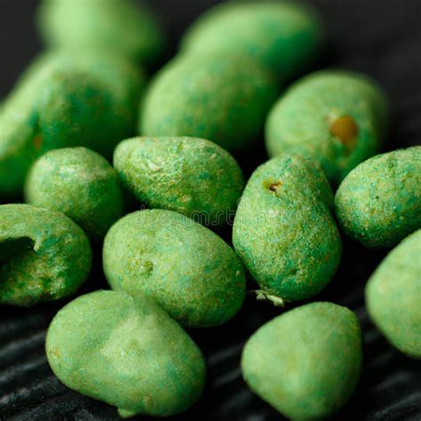 Hot Wasabi Peanuts Wasabi Coated Peanuts Close Up Stock Illustration