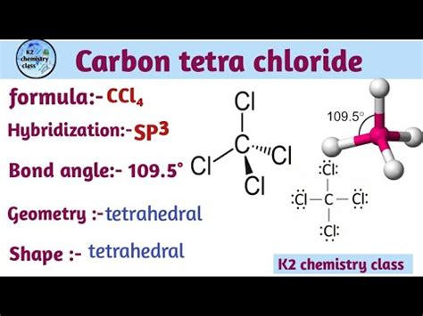 Bond angle, molecular geometry of CCl4 (carbon tetra chloride), by ...