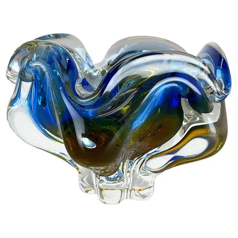 Large 1 4kg Murano Bubble Glass Bowl Element Shell Ashtray Murano Italy 1970s For Sale At 1stdibs