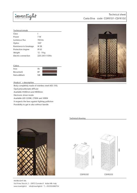 Pdf Technical Sheet Casta Diva Code Cdfr D Cdfr D Inverlight