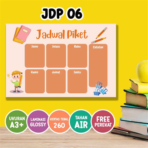 Jual Wipe And Clean Poster Jadwal Piket Picket Schedule Untuk Anak