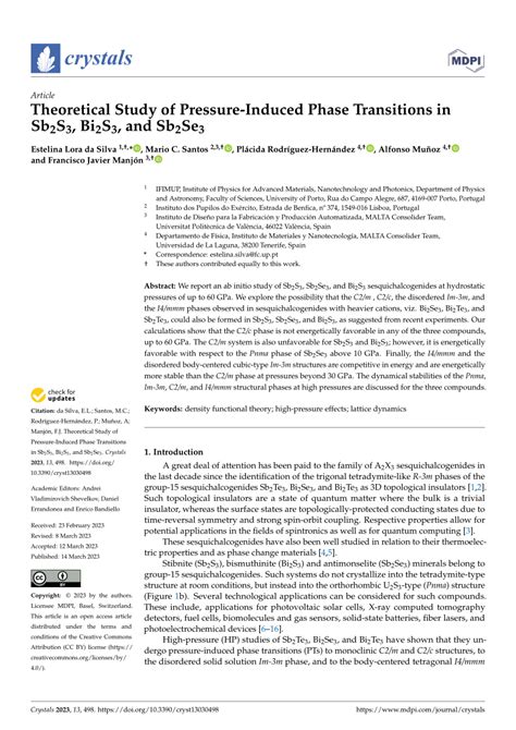 Pdf Theoretical Study Of Pressure Induced Phase Transitions In Sb S