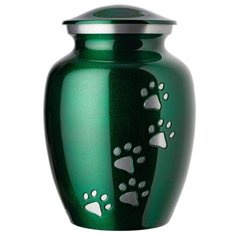 Best Friend Services Ottilie Paws Pet Urn XL Green Vert Pewter Paws