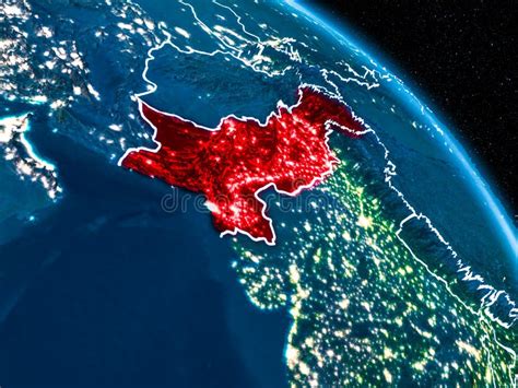 Pakistan in red at night stock image. Image of globe - 112810945