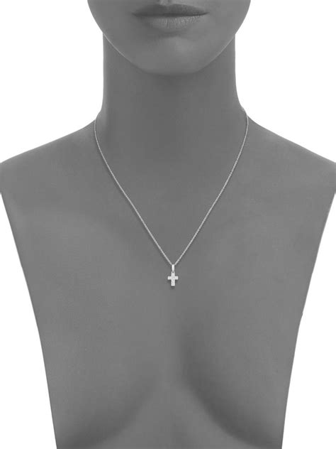 Effy Diamond & 14k White Gold Small Cross Pendant Necklace in Metallic ...