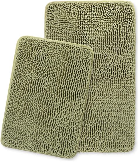 Yeaban Sage Green Bathroom Rugs Sets 2 Piece Thick