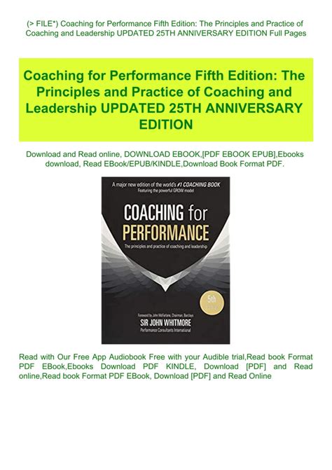 P D F File Coaching For Performance Fifth Edition The Principles And