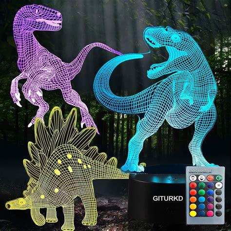 D Dinosaur Night Light Led Dinosaur Illusion Lamp Three Pattern And