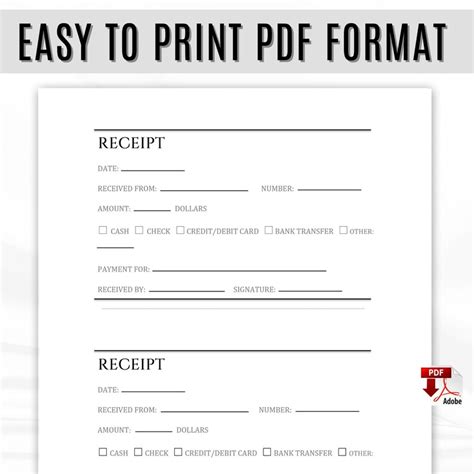 printable payment receipt template editable  word rent cash