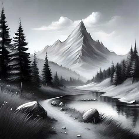 Premium AI Image | Pencil sketch landscape image