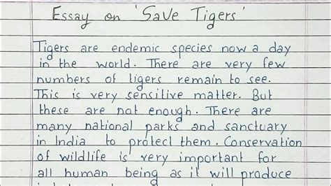 Write An Essay On Save Tiger Essay Writing English Youtube