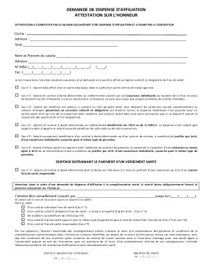 Fillable Online Pdf Modle De Demande De Dispense D Affiliation De Droit