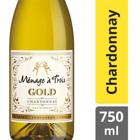 Menage A Trois Gold Chardonnay California White Wine 750 Ml 750 ML