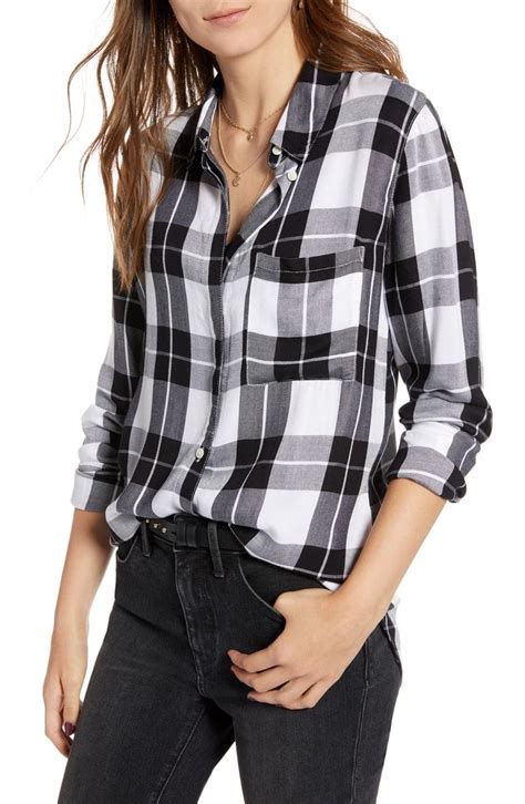 Treasure And Bond Classic Plaid Shirt Nordstrom Plaid Shirt Outfits Classic Plaid Shirt